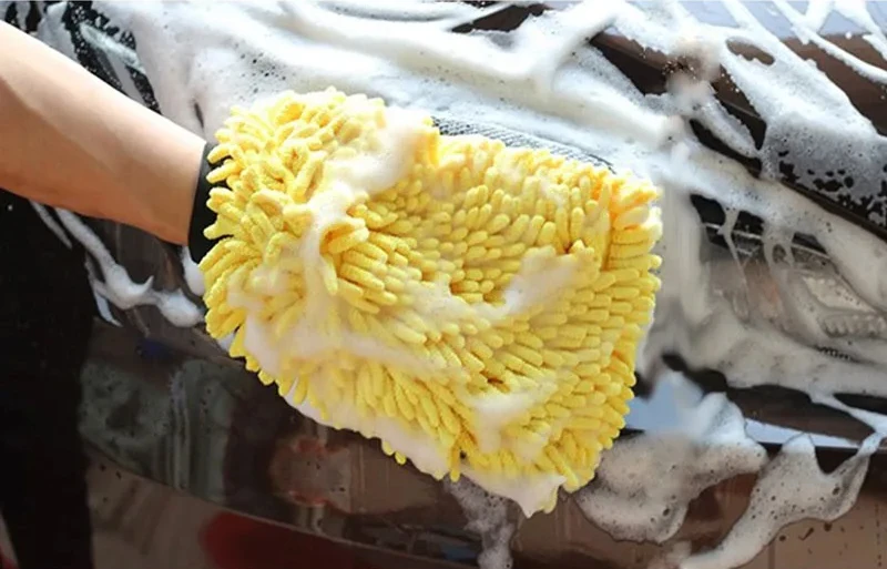 Premium-Mikrofaser-Waschhandschuh, wasserdichter Handschuh für die Autowäsche, weich, kratzfest, für die Autowäsche, multifunktionaler dicker Reinigungshandschuh – Detail 7