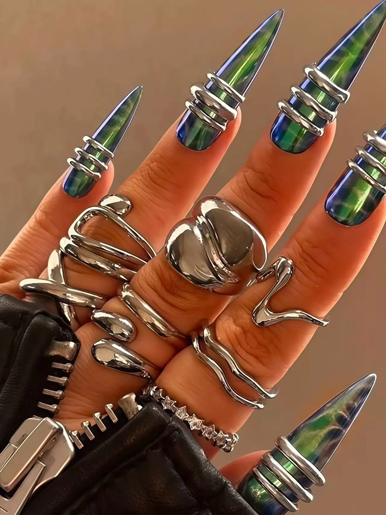 Punk Stacked Geometric Line Smooth Ring Set for Women Jewelry