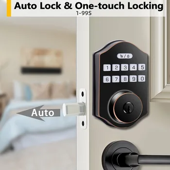 CIEPOJIT Smart Front Door Lock Deadbolt Keyless Entry Locks  Digital Keypad Security For Home Unlock with password/key 3