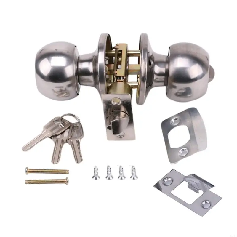 A0KE Round Door Knobset Handle Lock With for Key Bedrooms Living Rooms Knob Handle
