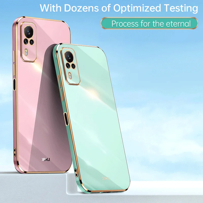 Luxury Square Plating Shockproof Silicone Phone Case Back Cover