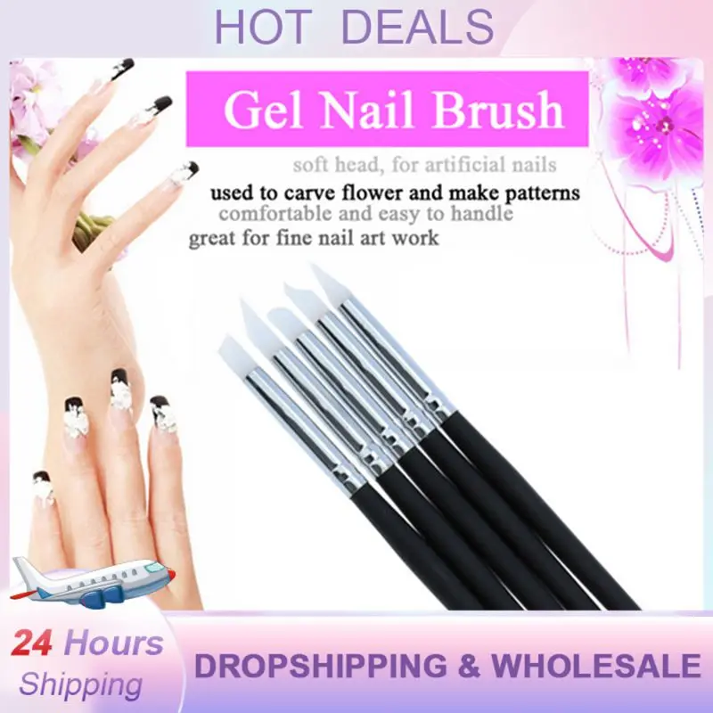 

Nail Art Brush Pen Silicone Head Nail Brush Set Acrylic Painting Drawing Carving Pen UV Manicure Dotting Tool