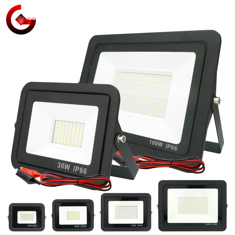 DC12V Led Flood Light 20W 30W 50W 100W Outdoor Floodlight Spotlight IP66 Waterproof Light Reflector Portable 12 Volt Led Lights