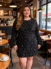Women’s Plus-Size Velvet Sequin Dress Soft Touch Flattering & Comfortable, Ideal for Night party and holiday dress