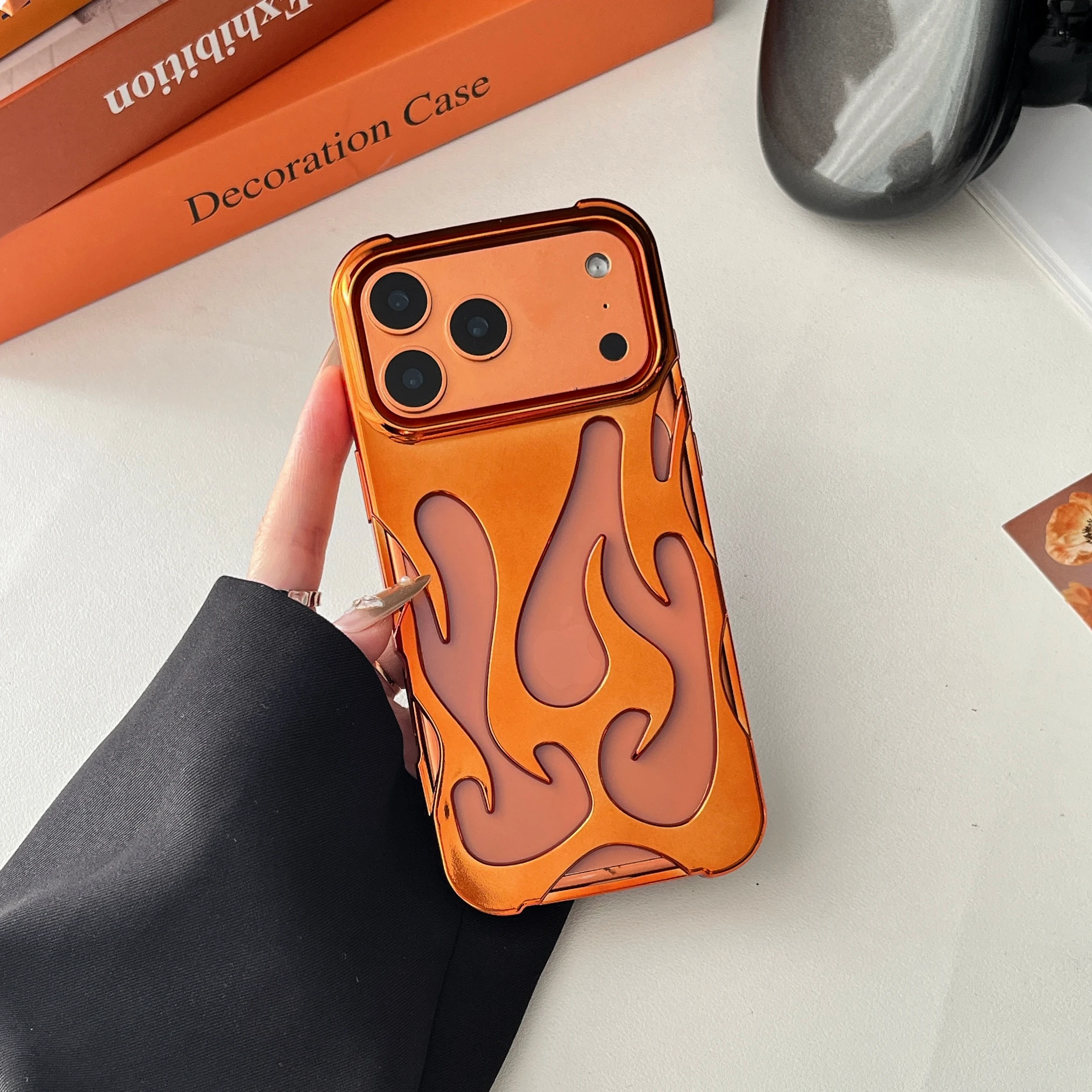 3D Flame Pattern Shockproof Slim Phone Case - Hollow Design & Soft Protective Cover