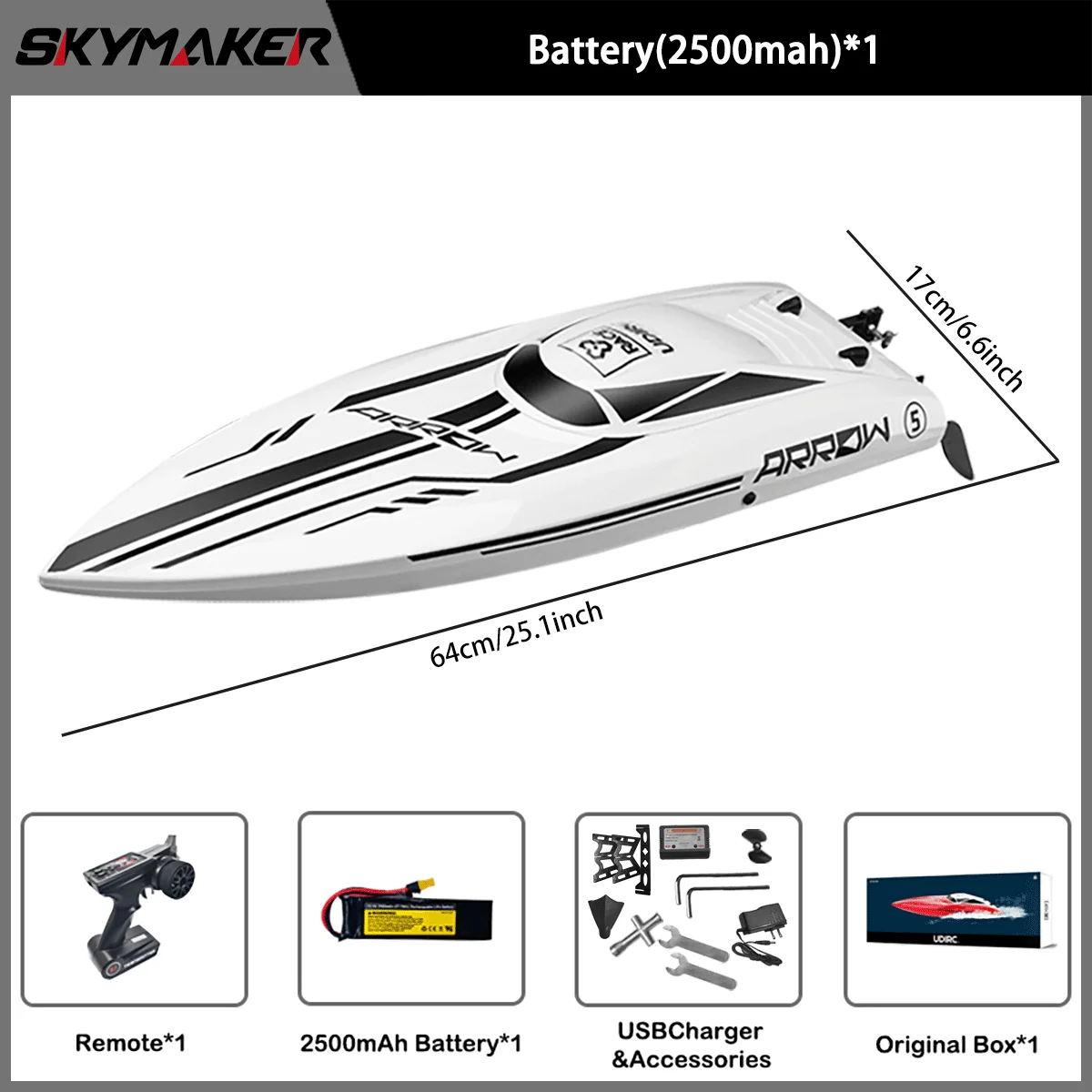 Udirc RC قارب Udi005 50 كجم/ساعة عالية السرعة فرش...