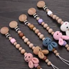Baby Beech Teether Pacifier Chain Cartoon Animal Handmade Wood Teether Chain Baby Pacifier Clips Nipple Clip Teething Chew Toys 1