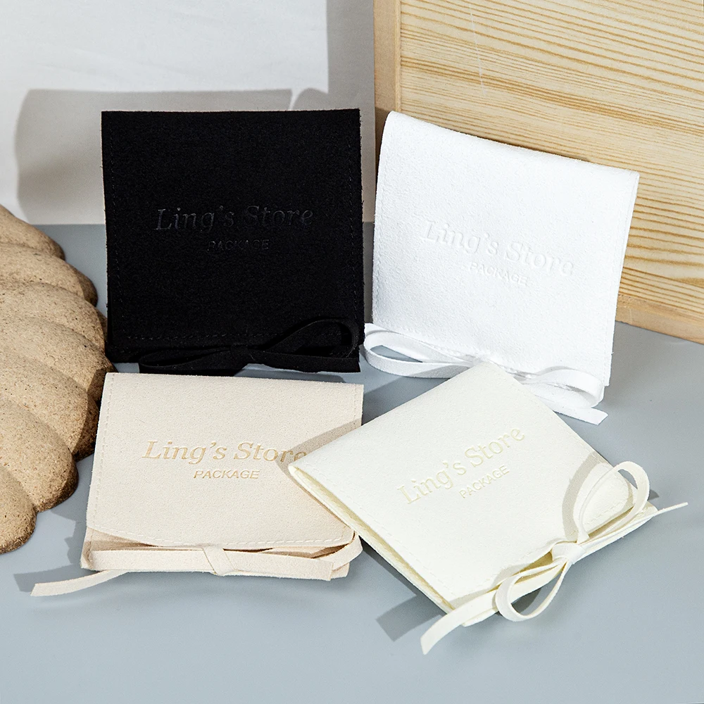 100 Stück personalisierte Mikrofaser-Schmuckbeutel mit Logo, Hochzeitsgeschenke, Süßigkeiten-Organizer, Samt-Geschenkbeutel, Ohrring-Verpackung, Aufbewahrungsbeutel – Detail 5