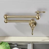 Brushed Gold Rotated Kitchen Sink Faucet Cold Water Tap Brass Basin Sink Swivel Faucets Wall Mounted Faucet 3