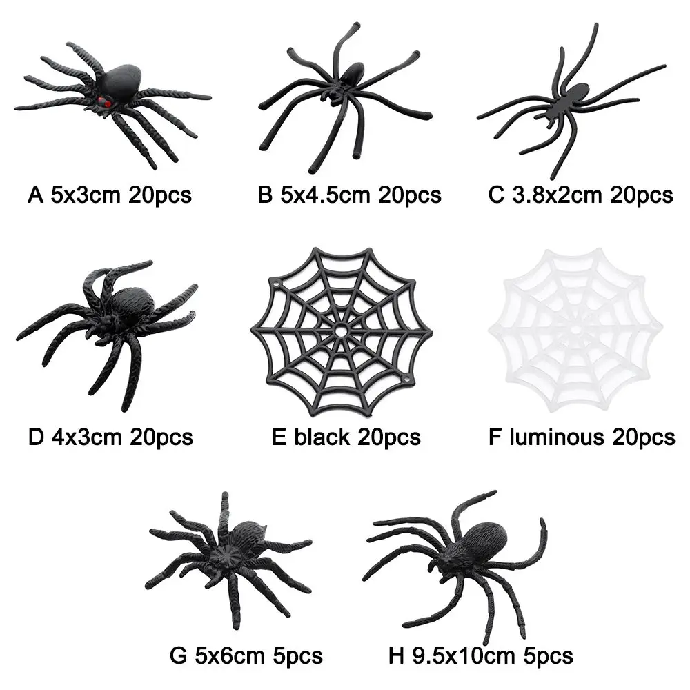Prank Toys Black White Plastic Fake Spider Haunted House Prop Decorative Spiders Spider Web Novelty Toy Party Supplies