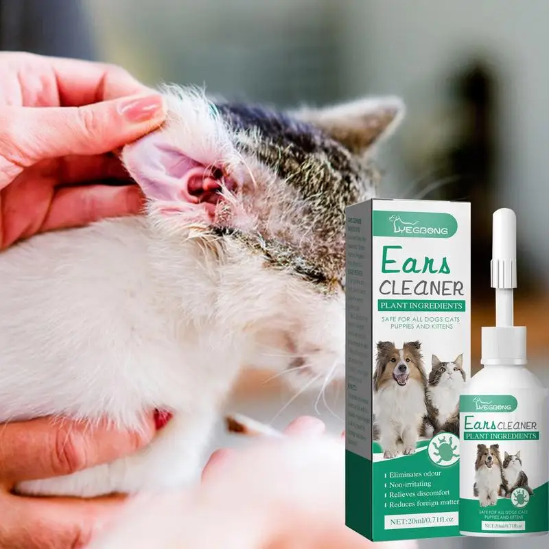 

20ml Universal Pet Ear Drops Cat And Dog Ear Cleaner For Control Yeast Mites Removes Ear Mites And Ear Wax Relieves Itching