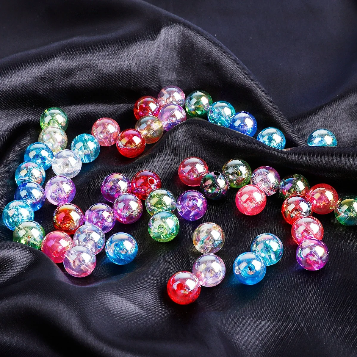 6 8 10mm Rainbow AB Color Acrylic Beads Clear Plastic Round Beads Loose Spacer for Jewelry Making DIY Bracelet Necklace