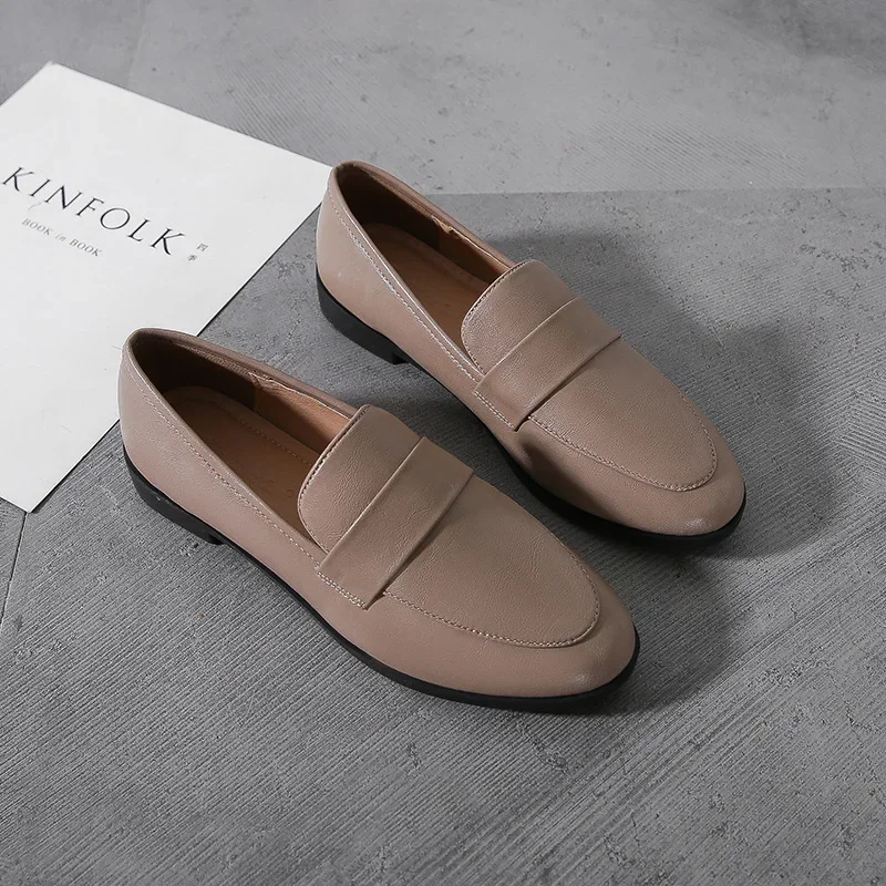 حذاء جلدي غير رسمي صغير للنساء ، حذاء بدون كعب كلا...