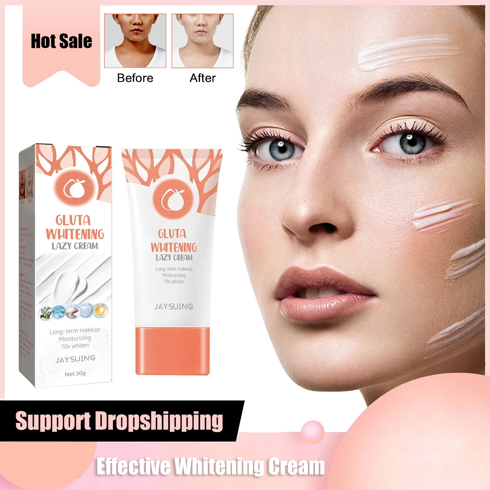 Crema viso sbiancante efficace Rimuovi lentiggine Crema idratante antirughe Schiarente macchie scure Nutriente per la pelle_voghion.com