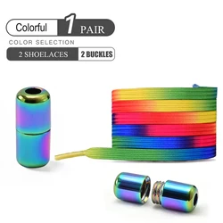 Colorful Elastic No-Tie Shoelaces with Stylish Buckle (Colorful Rainbow)