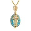 YAFFIL Egg Pendant Necklace Cross Handmade Vintage Jewelry Enamel Jesus Luxury Charm Crystal Rhinestone Piercing Gifts To Women 3