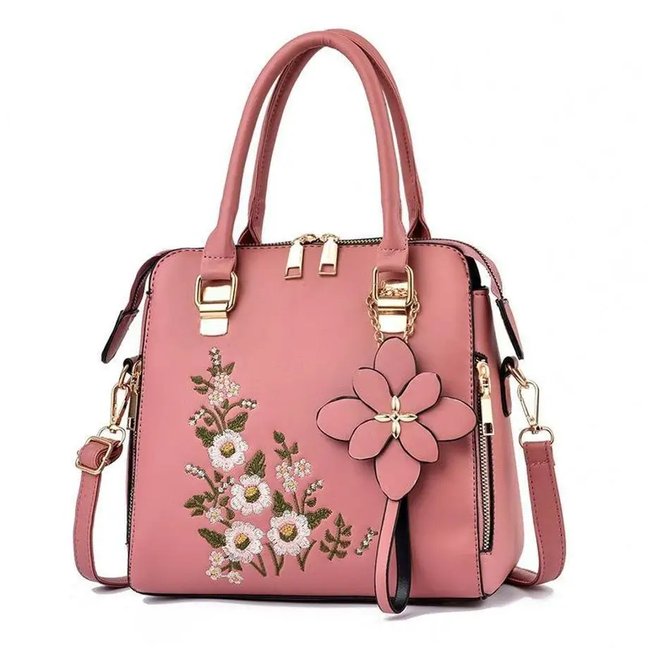 1 Pcs Embroidery Handbag For Women PU Leather Tassel Crossbody Bag Handle Bag Female Shoulder Bag