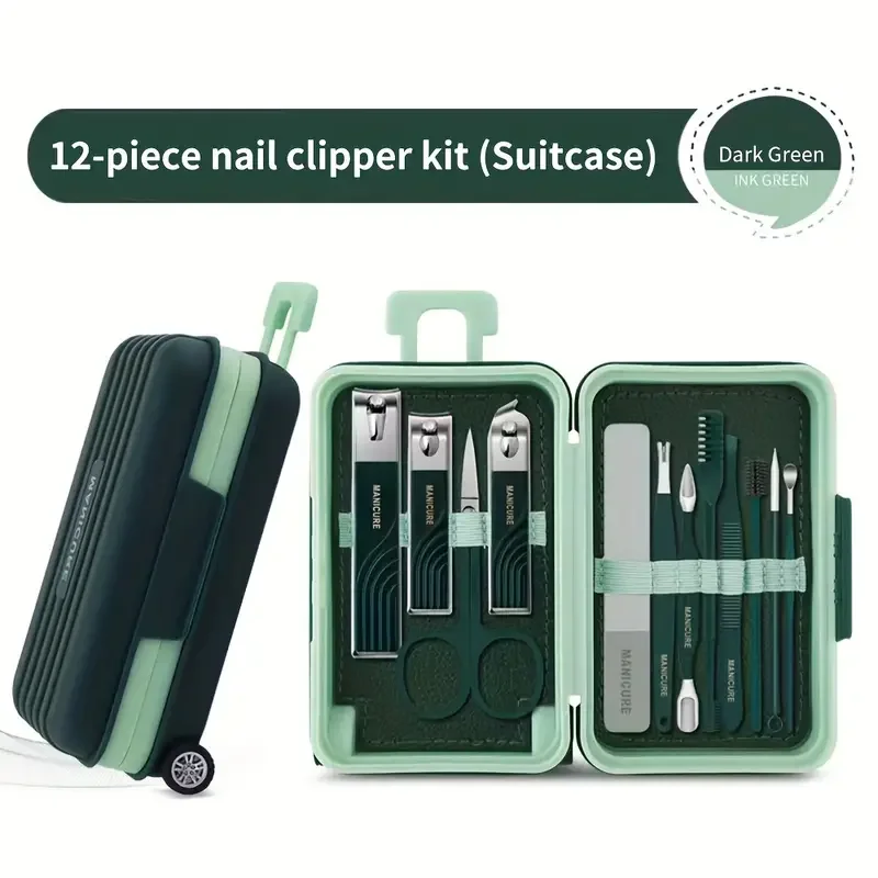 12PCS Nail Clippers Manicure Tool Set Professional Nail Clippers Pedicure Kit With Portable Travel Case Grooming Kit For Travel