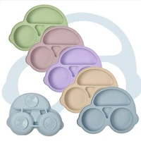 Baby Safe Sucker Silicone Dining Plate Solid Cute Cartoon Children Dishes Suction Toddler Training Tableware Kids Feeding Bowls 1