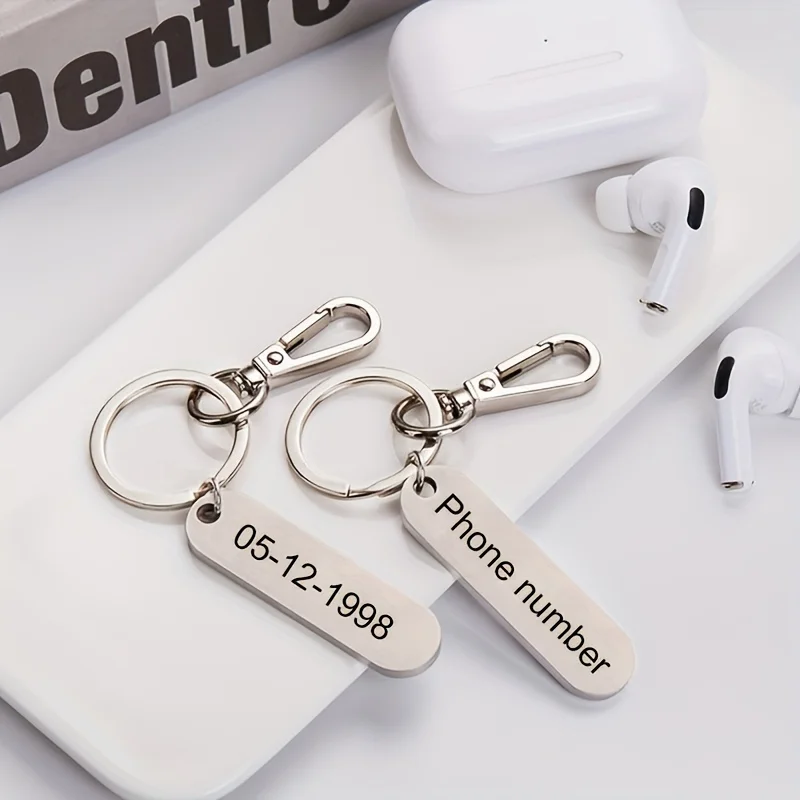 Mobile Phone Keychain Phone Keychain Key Rings Key Chains Custom Phone Number Logo Name Car Laser Engraveing Stainless Steel Personalized Gift