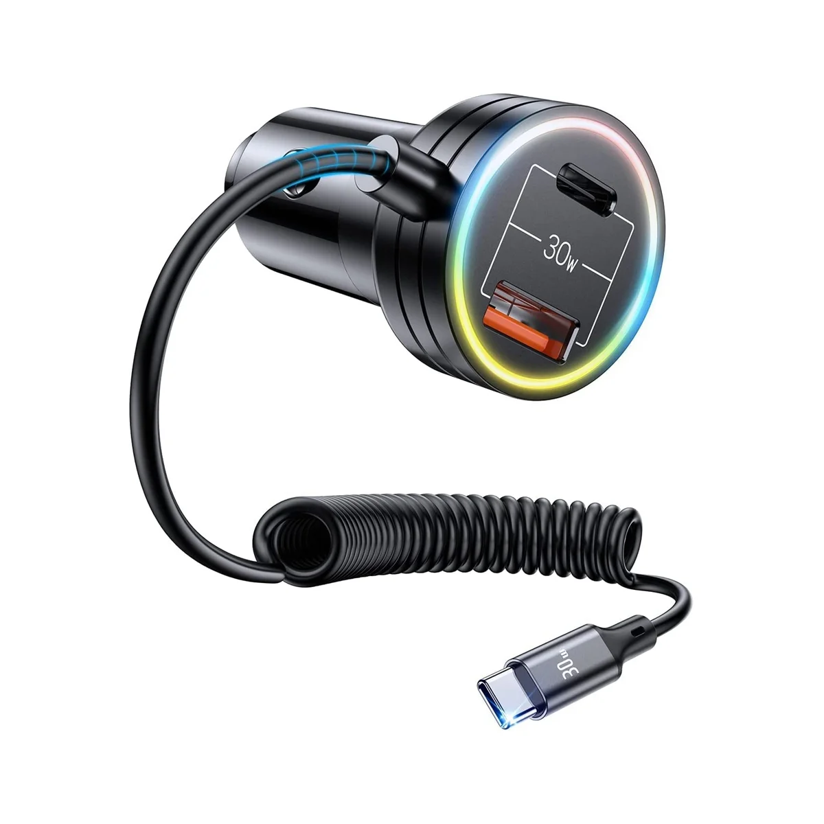 

Автомобильное зарядное устройство Mini USB, 60 Вт, с кабелем 1,2 м Type-C, 3 порта, 30 Вт, PD3.0 QC 3,0