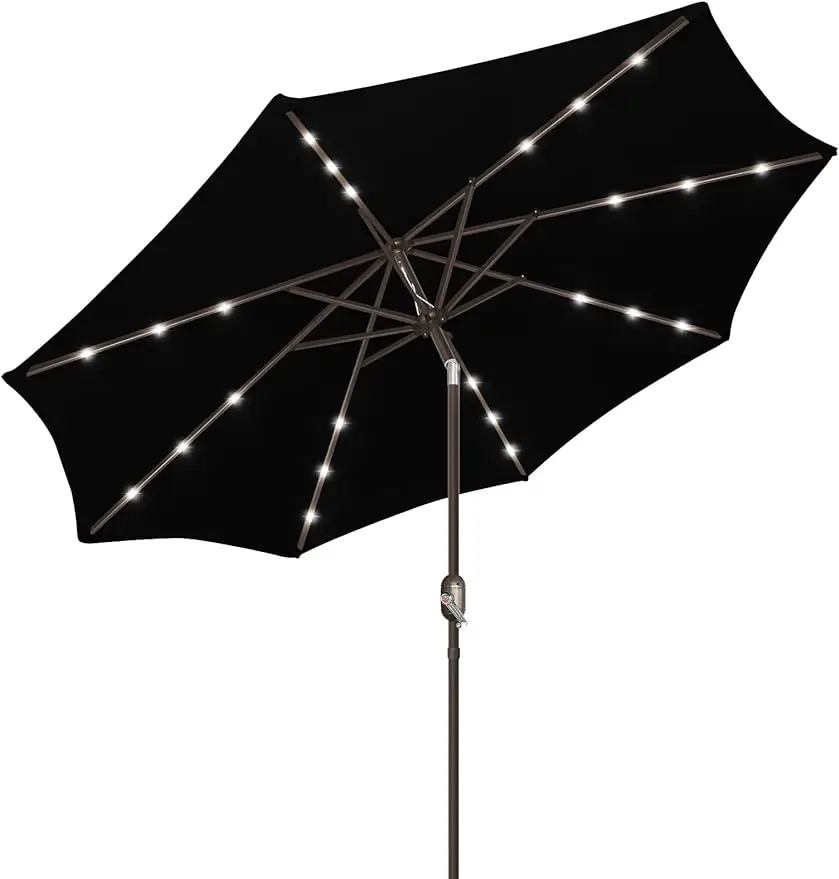 

9ft Patio Umbrella with Solar Lights, Outdoor with 24 LED Solar Umbrella Lights,Patio with Push Botton