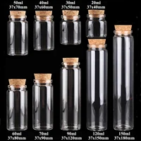 6 Pieces 20ml 30ml 40ml 50ml 60ml 70ml 90ml 120ml 150ml Glass Bottles with Cork Stopper Spice Jars Vials Crafts 7 Sizes U-pick 1