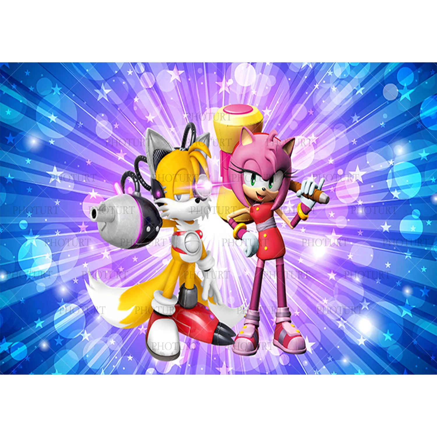 thumbnail image 1 of Fondo de Sonic con forma de erizo corriendo redondo, fondo para fiesta de cumpleaños de niños, pancarta de superficie cilíndrica, accesorios de decoración para fotografía, 1 of 5