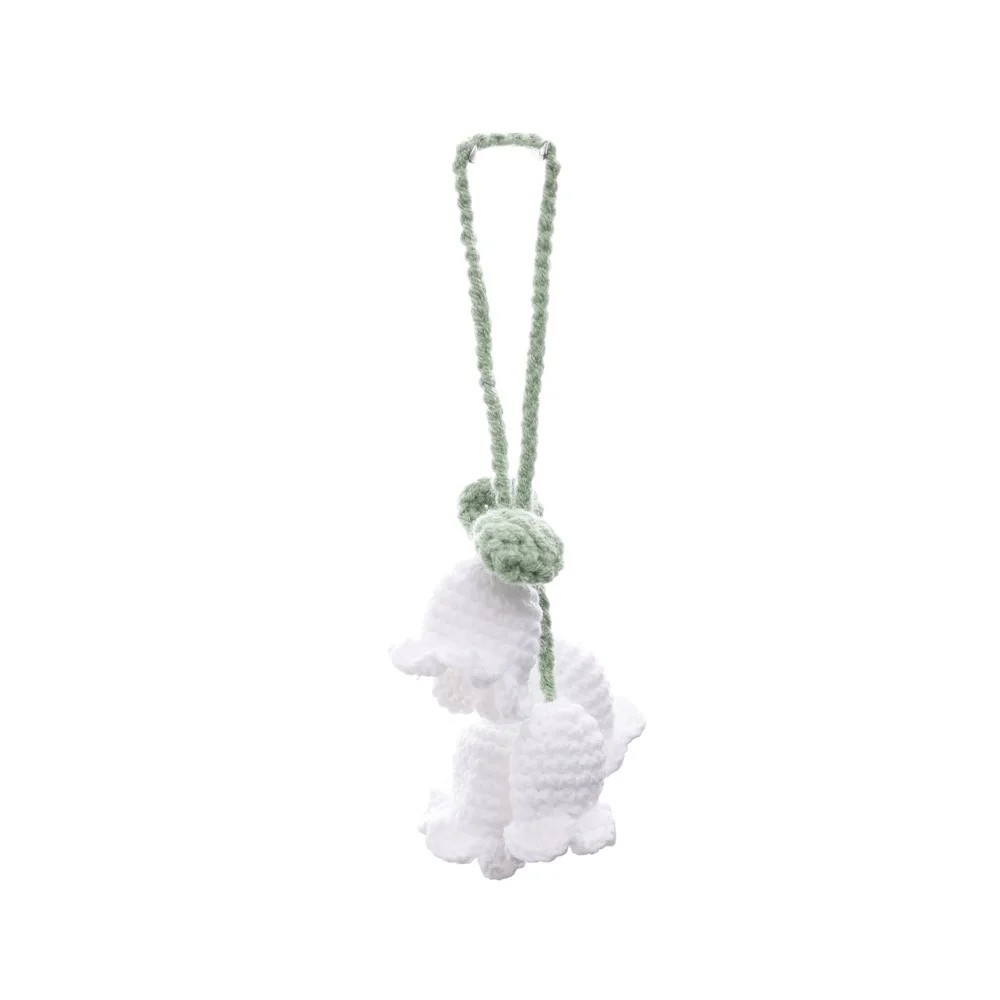 Porte-clés Fleur En Laine Blanche Tricoté Main – Muguet Décoratif Pour Clés, Sac Ou Rétroviseur, Cadeau Mignon