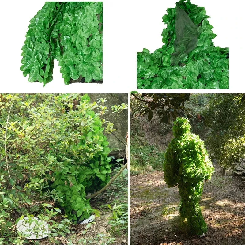 Adult 3D Green Leaves Camouflage Clothing Hunting Outfit Perform Theatrical Clothing Jungle Covert Hunting Gear