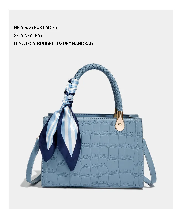 Jenny&Dave Italian Elegant Textured Handbag Party Casual Bag Fashion Ladies Vintage Square Leather Handbag Women With Silk Scarf