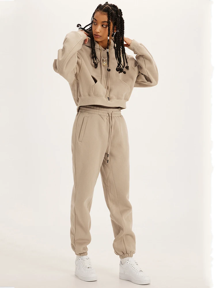 Autumn/Winter American retro hooded hoodie women plus fleece thickened Spice girls short women's hoodie