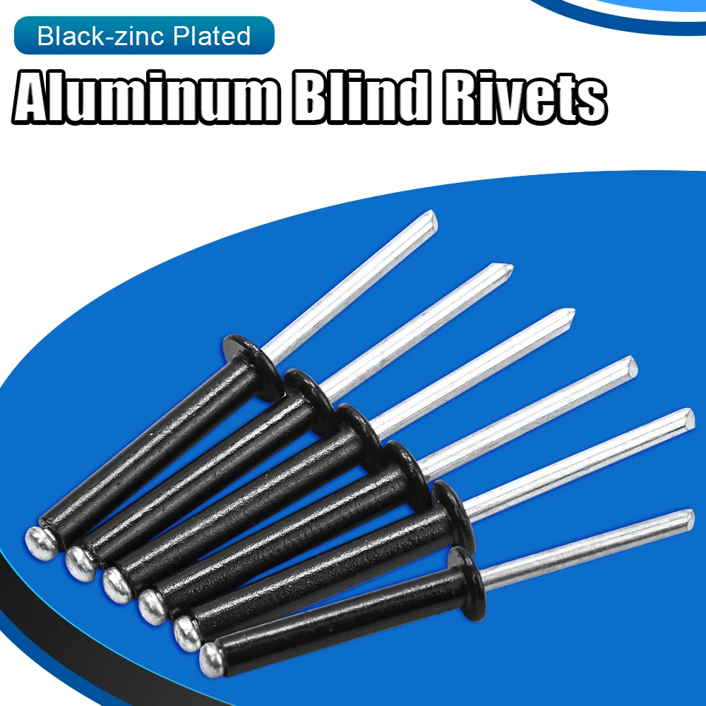 Black Blind Rivets 10-50pcs Metal Rivets Aluminum Mushroon Head Mandrel Pop for Furniture