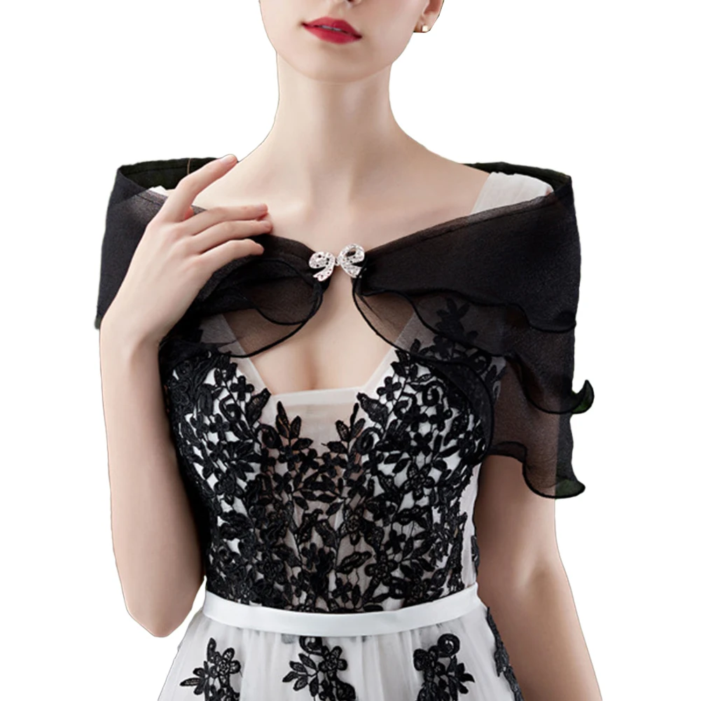 

Women's Evening Shrugs Solid Color Shawl Dress Covered Cape Wedding