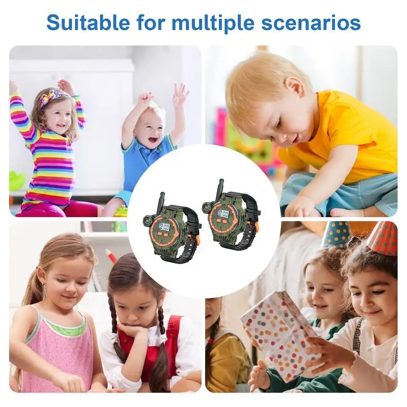 Outdoor Walky Talkies Rechargeable Interphone Toy For Children Green Walkie Talkies Watch For Park Travel Camping Adventures 3