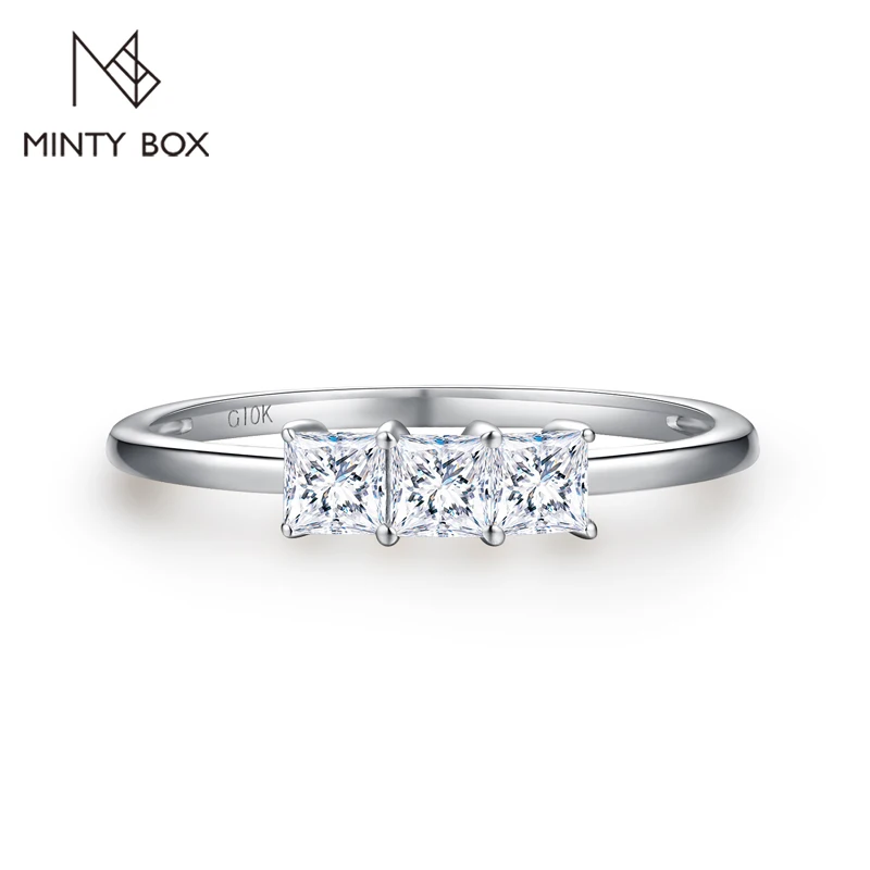 

Mintybox S925 Sliver Moissanite Ring D Color Princess Cut 18K Plated Jewelry Brilliant Rings for Women Engagement Wedding Gift
