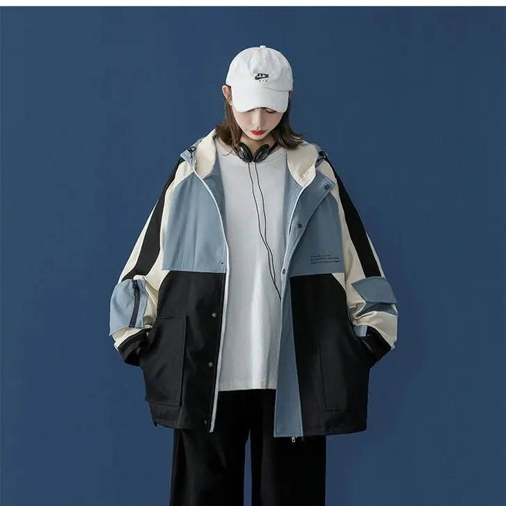 Autumn Jacket Female Men ZipUp Jacket Coats And Jackets Harajuku Loose BF Streetwear Outerwear Goth Japanese Windbreaker