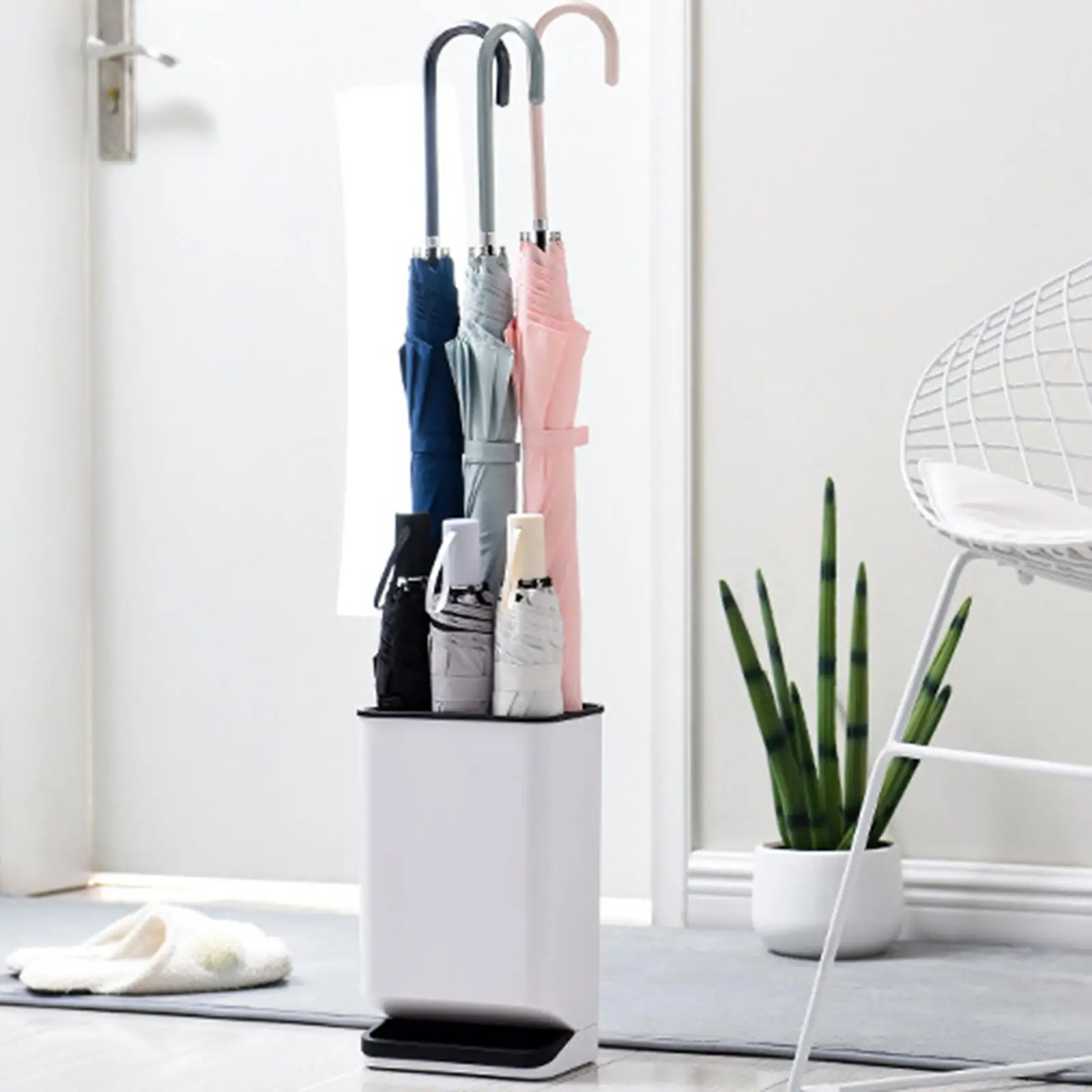 6 Holes Umbrella Rack Stand Durable Compact Removable Black Umbrella