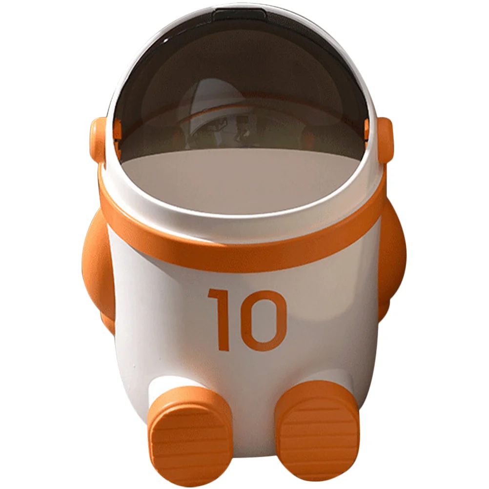 

Trash Can with Lid Cartoon Spaceman Design Waste Paper Bin Waste Basket Trash Can
