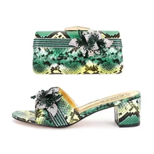 

Women Boots 2022 Latest Slippers For Ladies Style Africa Nigeria Italy Belt Flower Decoration Female Bag Matching Wedding Shoes