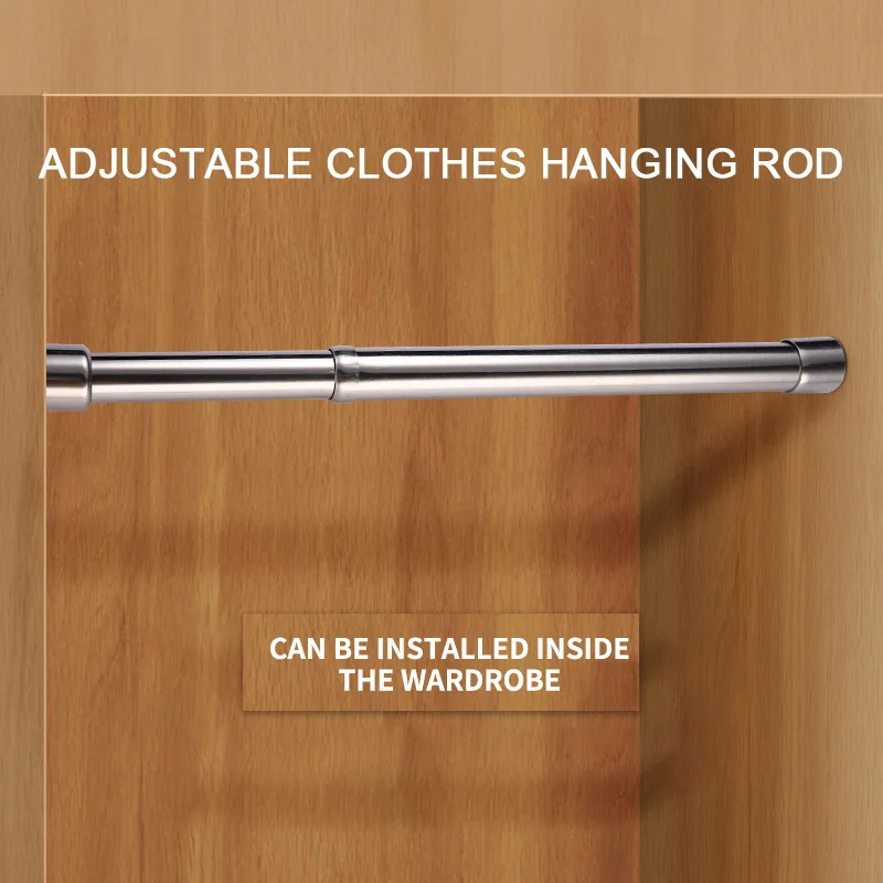 Wardrobe Hanging Rod Stainless Steel Telescopic Thickened Hanging