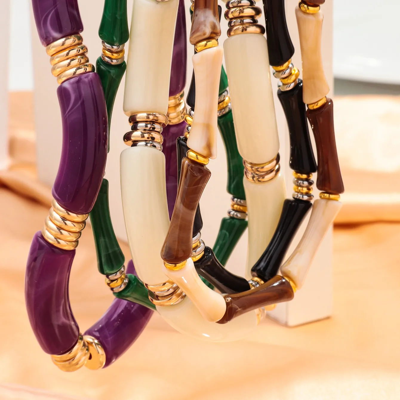 Punk Brown Coffee Resin Armband - Hiphop Geometrischer Armreif Für Frauen