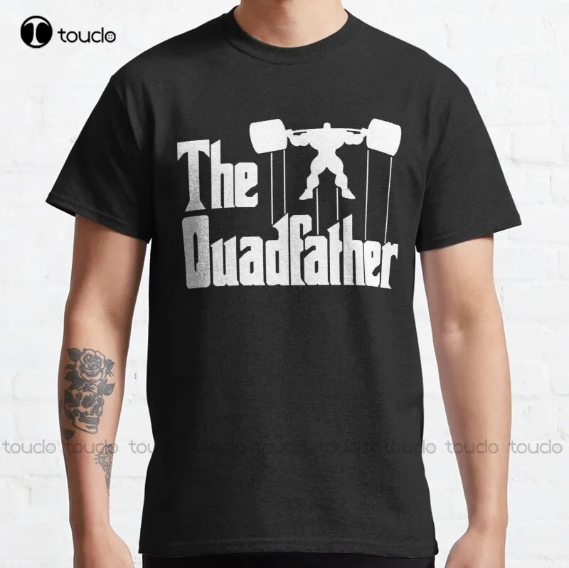 

Новинка, Классическая футболка с надписью "The Quadfather", свободные весы, футболка из хлопка, мужская белая рубашка, индивидуальный подарок