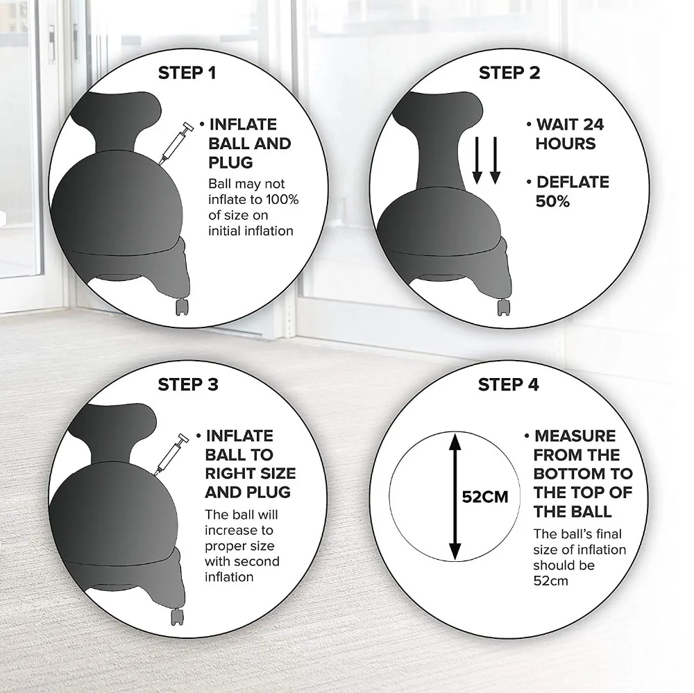 Classic Yoga Ball Chair Balance Ball Chair with Back Support & 55CM Stability Exercise Guide for Home or Office Relax