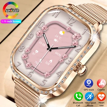 2025 New GPS Track Smart Watch Ladies 466*466 HD Screen Heart Rate Blood Pressure BT Call Smartwatches Women For Android IOS 1