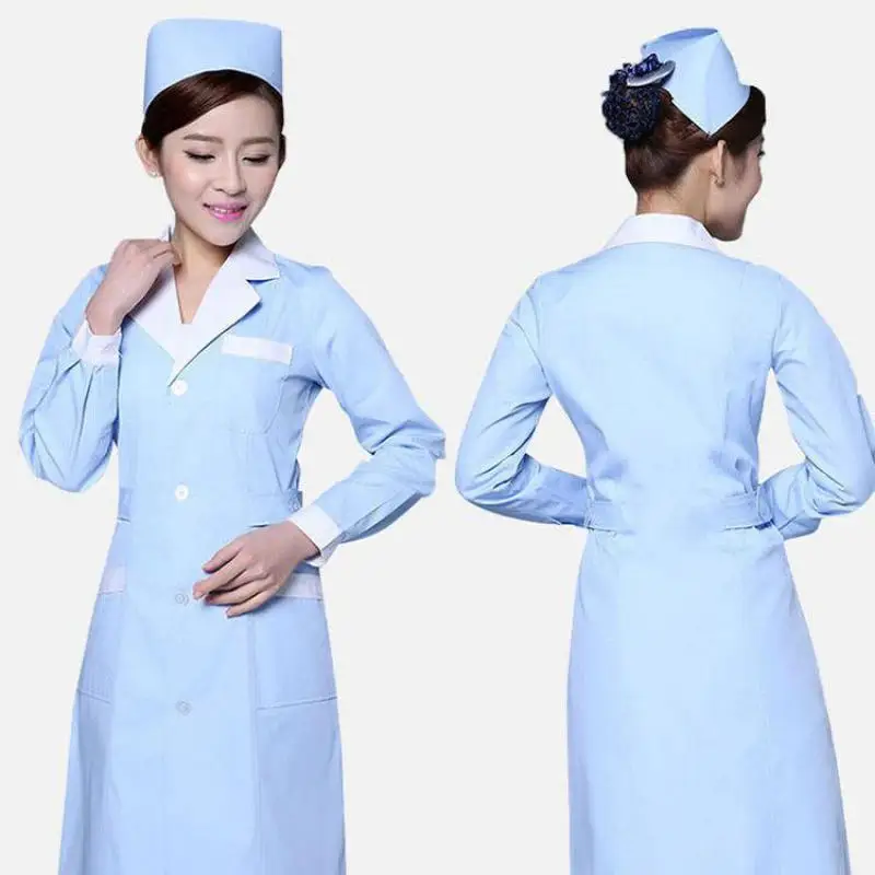 Long-sleeved Thickened White Lab Coat Nurse Uniform Female Doctor Short-sleeved Summer Slim Beauty Hospital Pharmacy Work Wear
