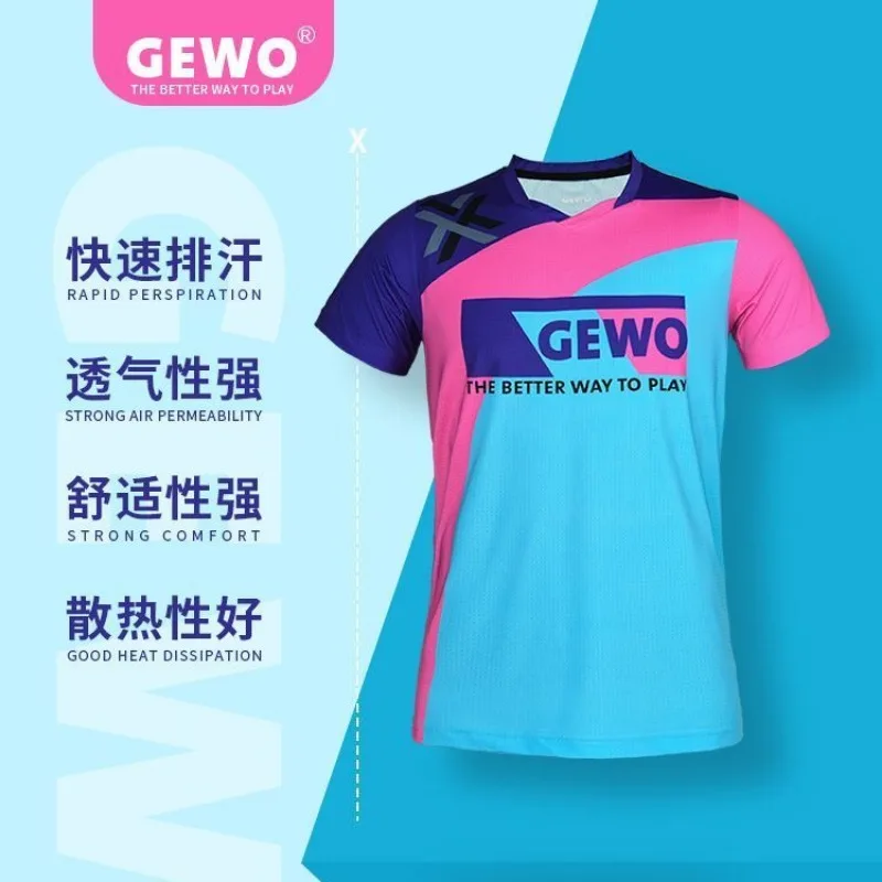 GEWO Sports Set Children's and Adult Table Tennis Sportswear Short Sleeve Quick Drying Competition Training T-shirt