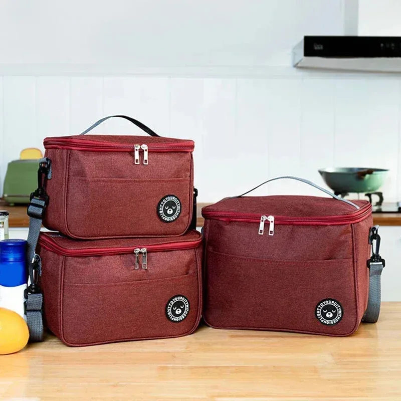 Large capacity insulated tote bag with shoulder straps, lunch bag, student thick waterproof bento bag, picnic bag