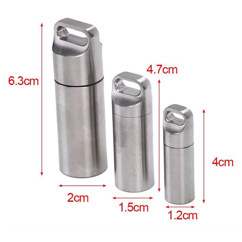 Pill Box S M L Mini Waterproof Capsule Seal Bottle Stainless Steel Outdoor Survival Pill Box Container Capsule Pill Bottle Tank