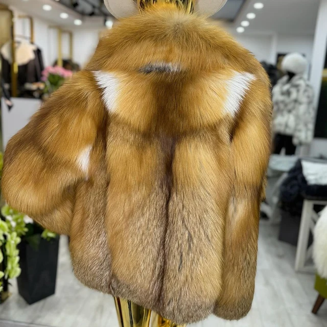 総丈87㎝ カラーフォックス ファーコート リアル 本毛皮 狐 アウター L